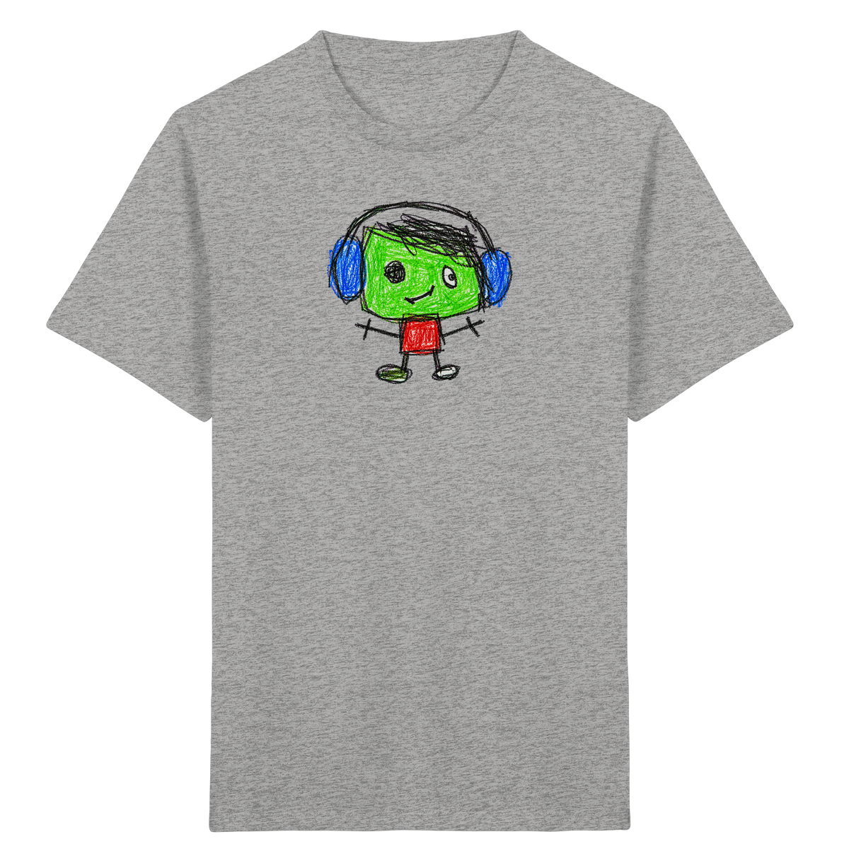 Kritzelkopf mit blauen Ohrenschützern - Kinder Bio T-Shirt