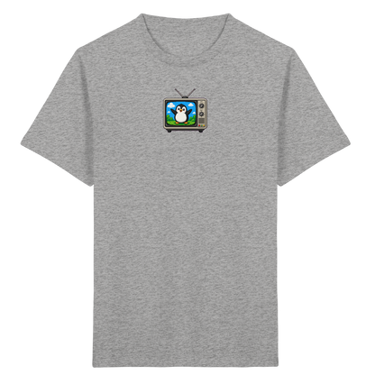 Pixel Pinguin vor Retro-TV: Kinder T-Shirt - Kinder Bio T-Shirt