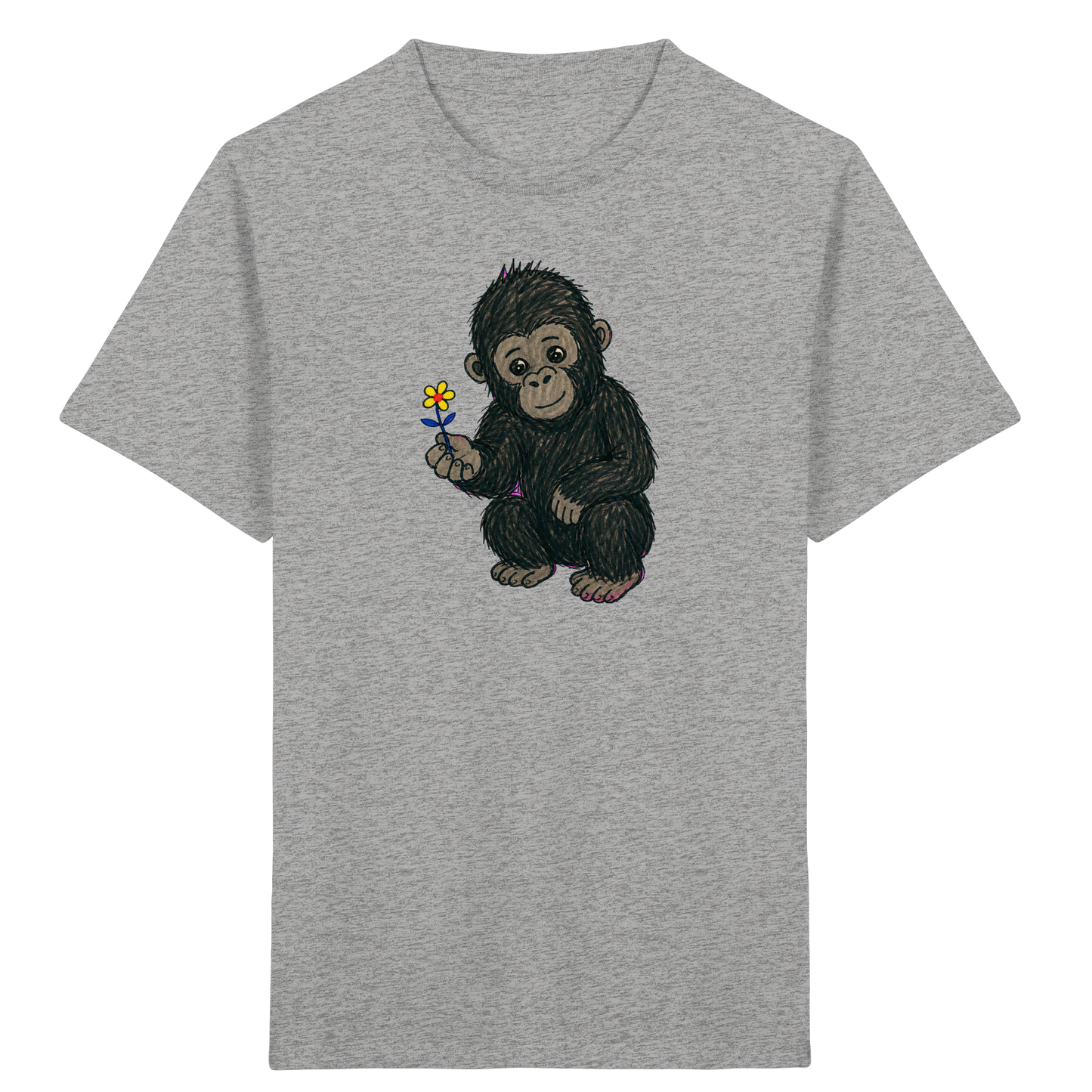 Süßes Gorilla Baby schenkt Blume - Kinder Bio T-Shirt