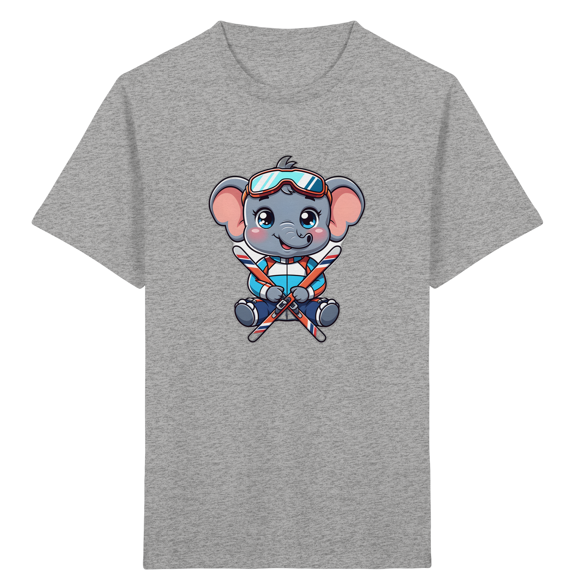 Elefant auf Skiern – Cartoon-Kinder-T-Shirt