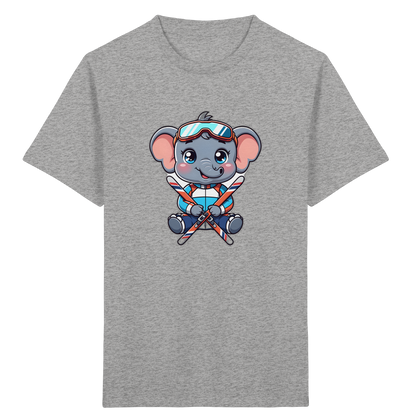 Kinder-T-Shirt mit skifahrendem Elefanten