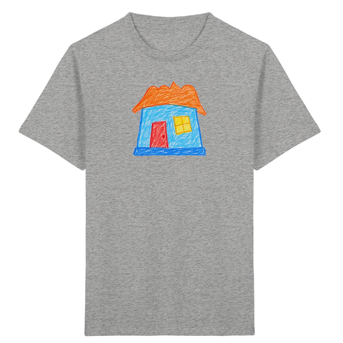 Himmelblaues Haus mit Wolkendach - Kinder Bio T-Shirt