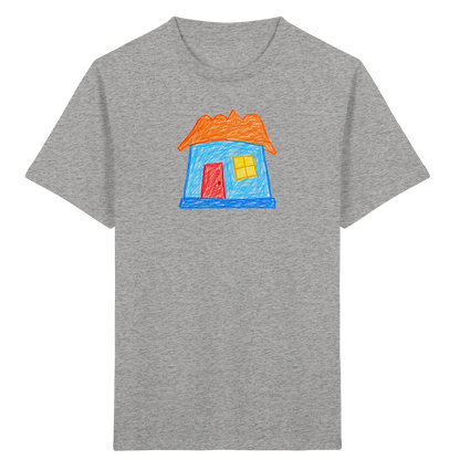 Himmelblaues Haus mit Wolkendach - Kinder Bio T-Shirt