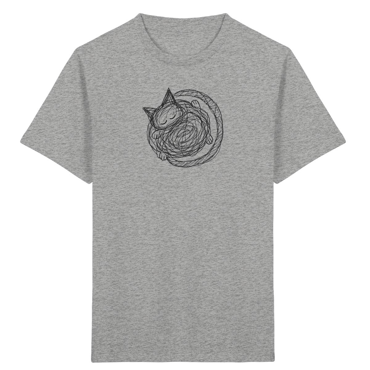 Schlafende Kritzel Katze - Kinder Bio T-Shirt