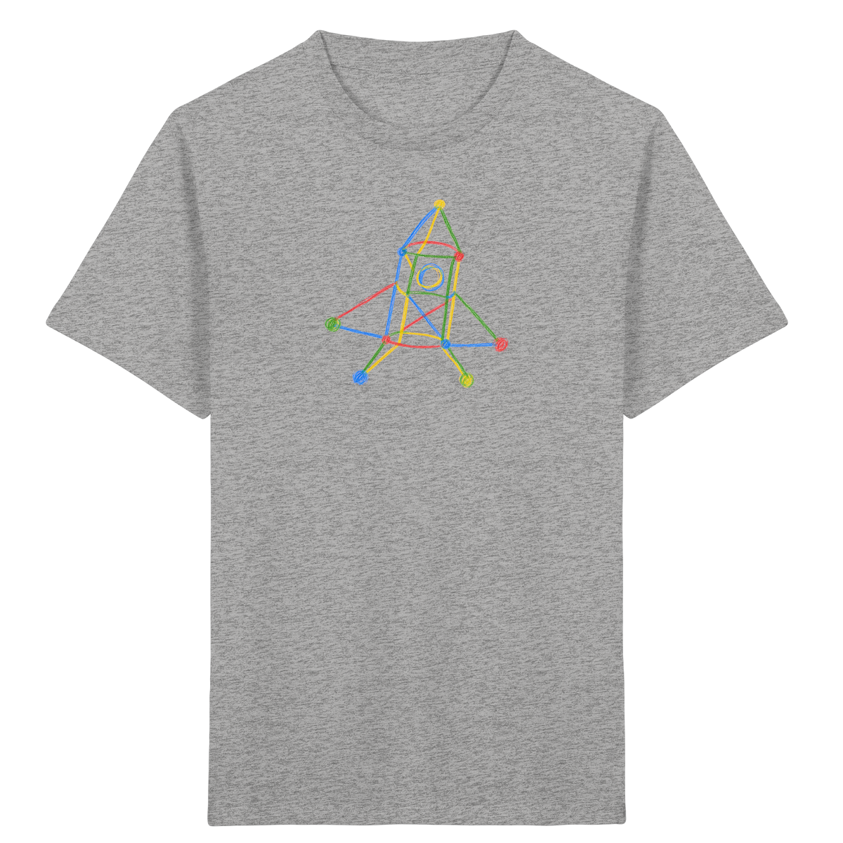 Bunte Rakete mit Farbpunkten - Kinder Bio T-Shirt