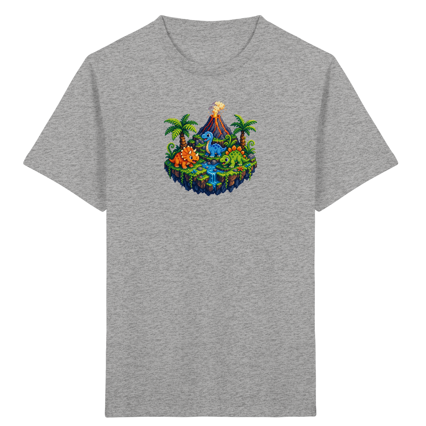 Cooles Dino Pixel Insel T-Shirt - Kinder Bio T-Shirt