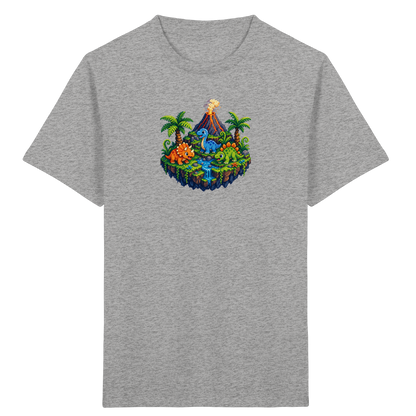 Cooles Dino Pixel Insel T-Shirt - Kinder Bio T-Shirt