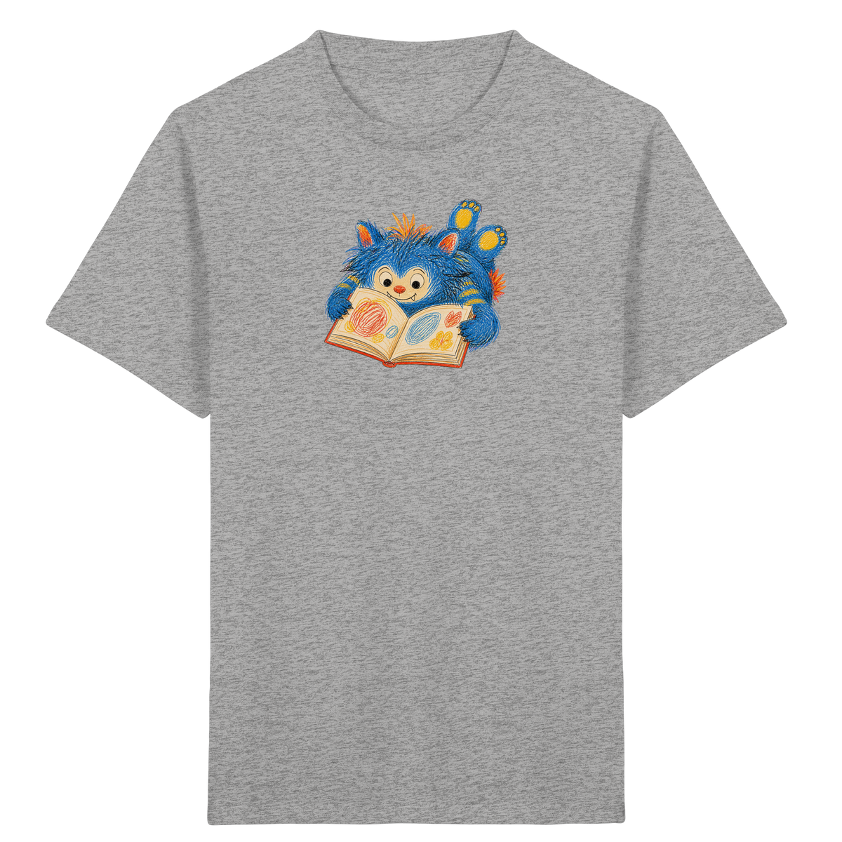 Bücherwurm Monster liest Bilderbuch - Kinder Bio T-Shirt