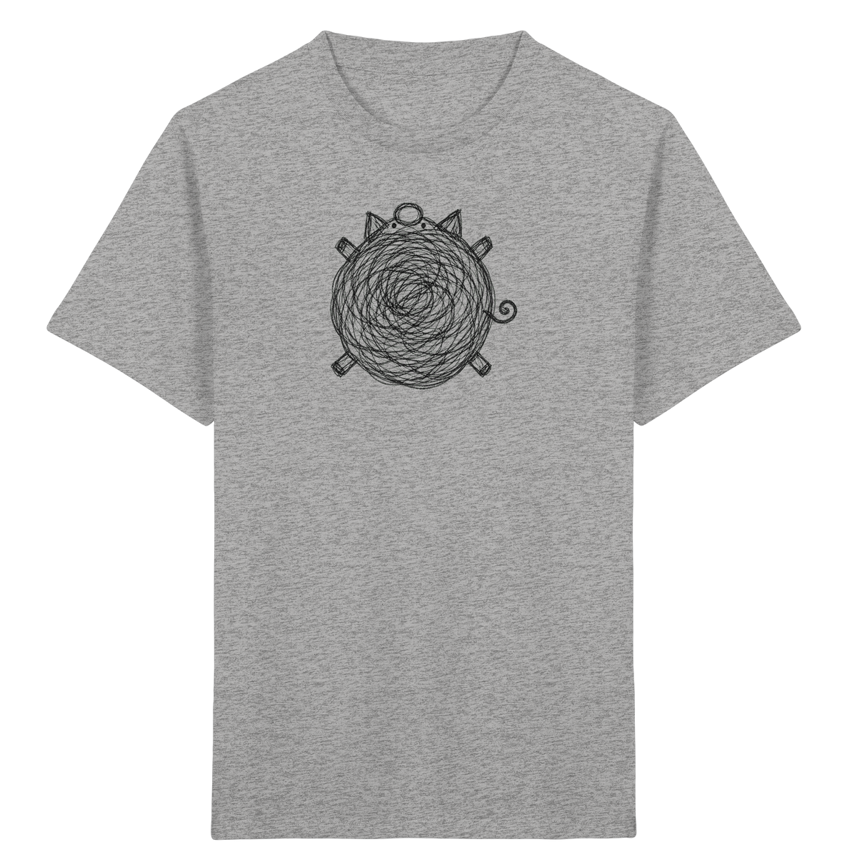 Schwein von oben Kritzelmotiv - Kinder Bio T-Shirt
