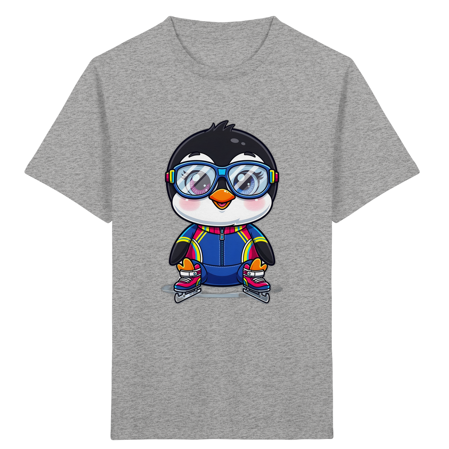 Fröhlicher Pinguin auf Schlittschuhen Kinder T-Shirt