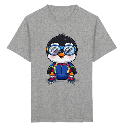 Pinguin auf Schlittschuhen – Kinder Bio-T-Shirt