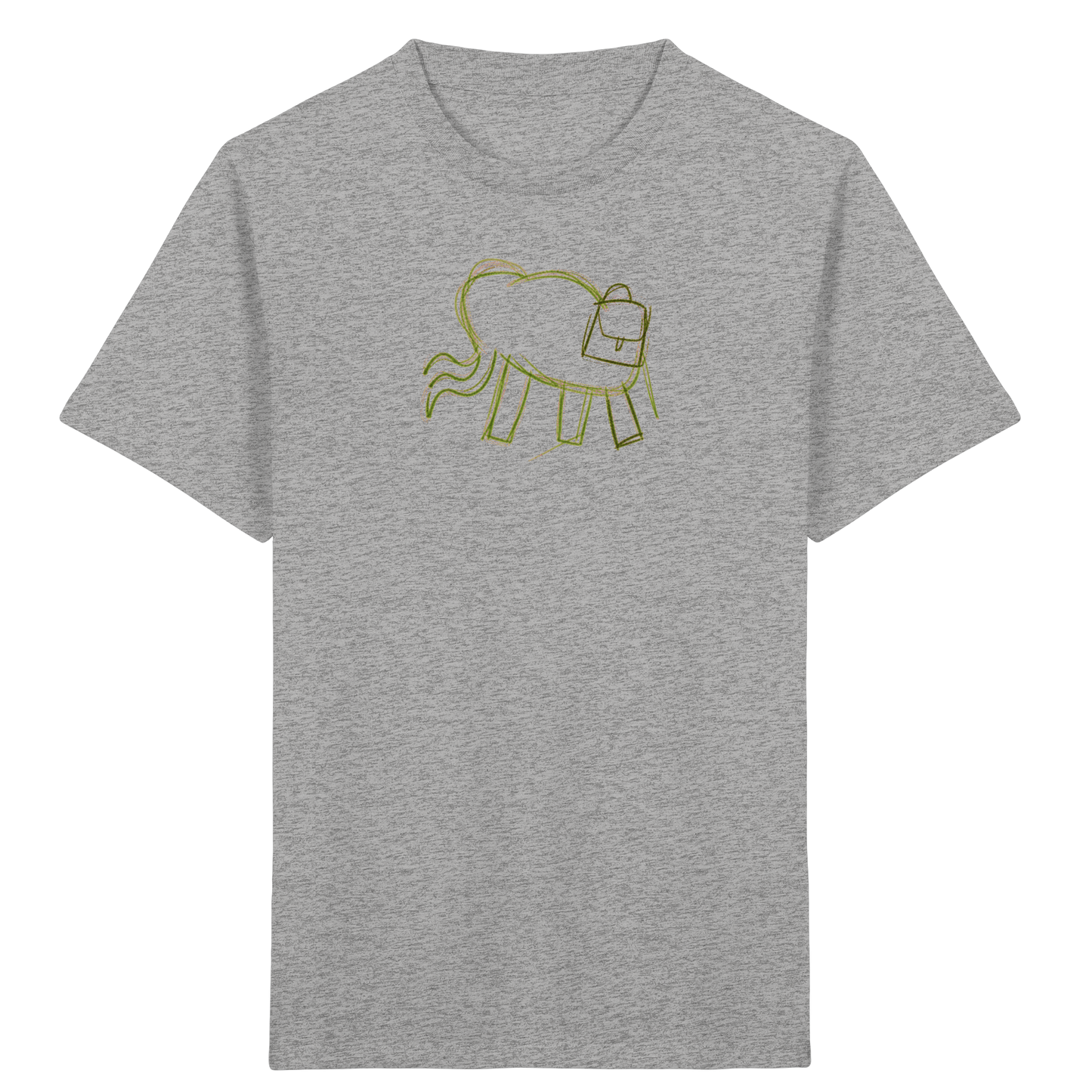 Grüner Wackelelefant mit Ranzen - Kinder Bio T-Shirt