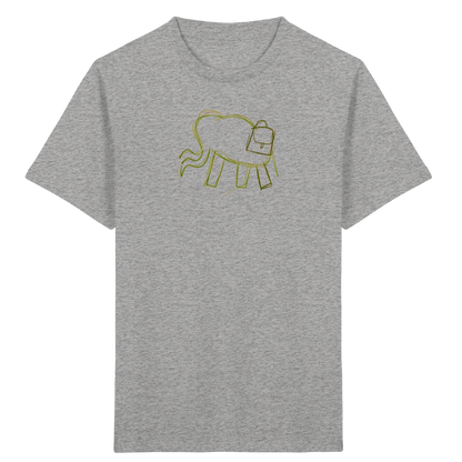 Grüner Wackelelefant mit Ranzen - Kinder Bio T-Shirt