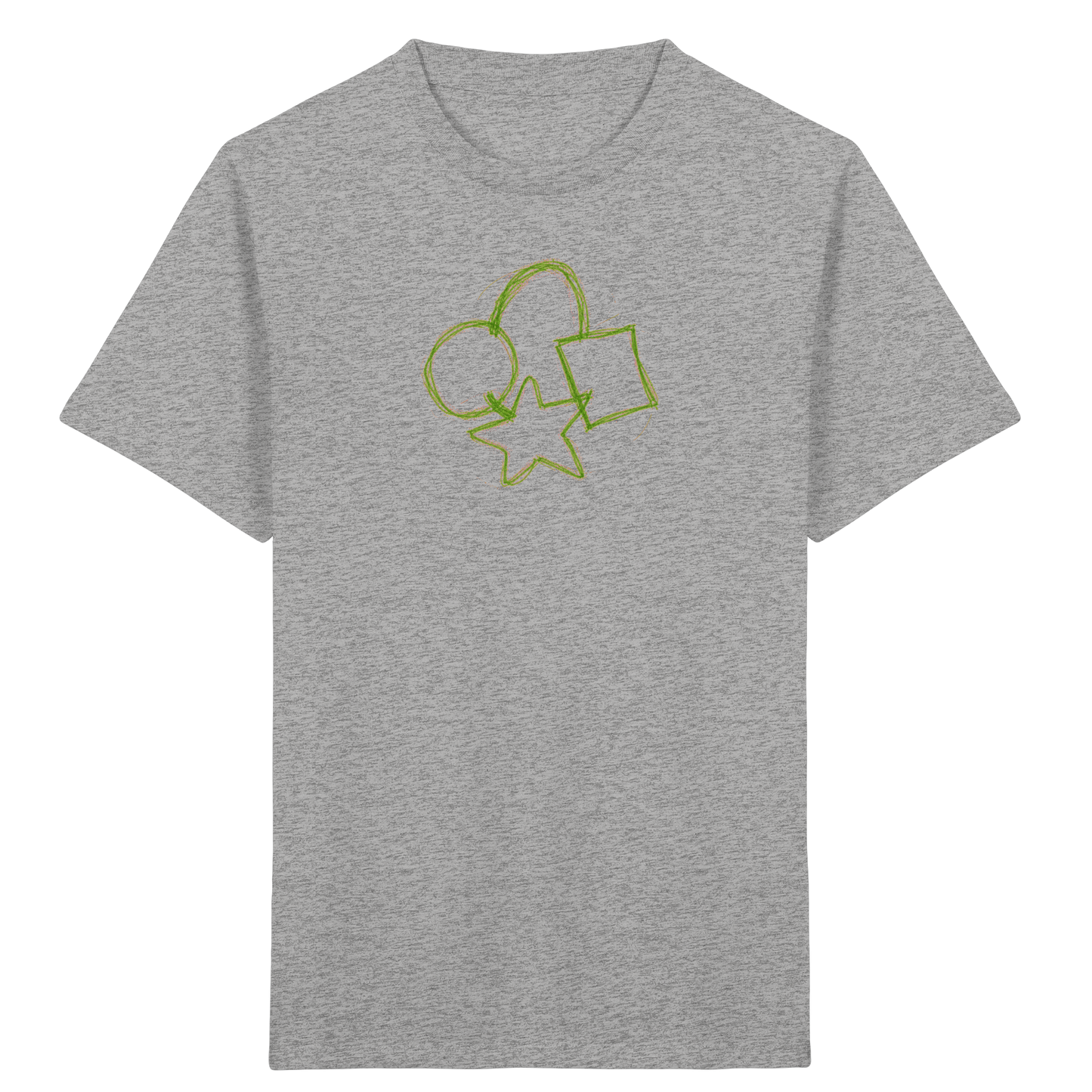 Grüne Formenfamilie mit Ranzen - Kinder Bio T-Shirt