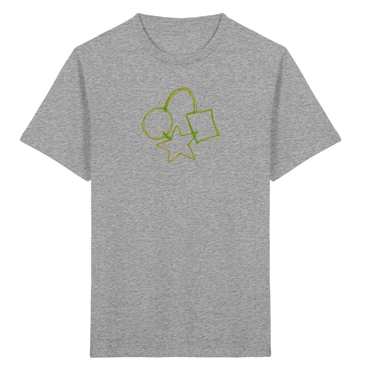 Grüne Formenfamilie mit Ranzen - Kinder Bio T-Shirt
