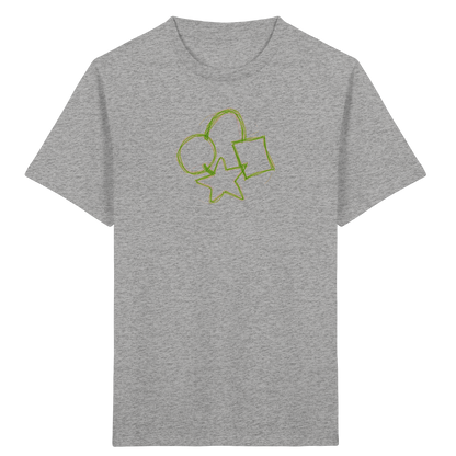 Grüne Formenfamilie mit Ranzen - Kinder Bio T-Shirt