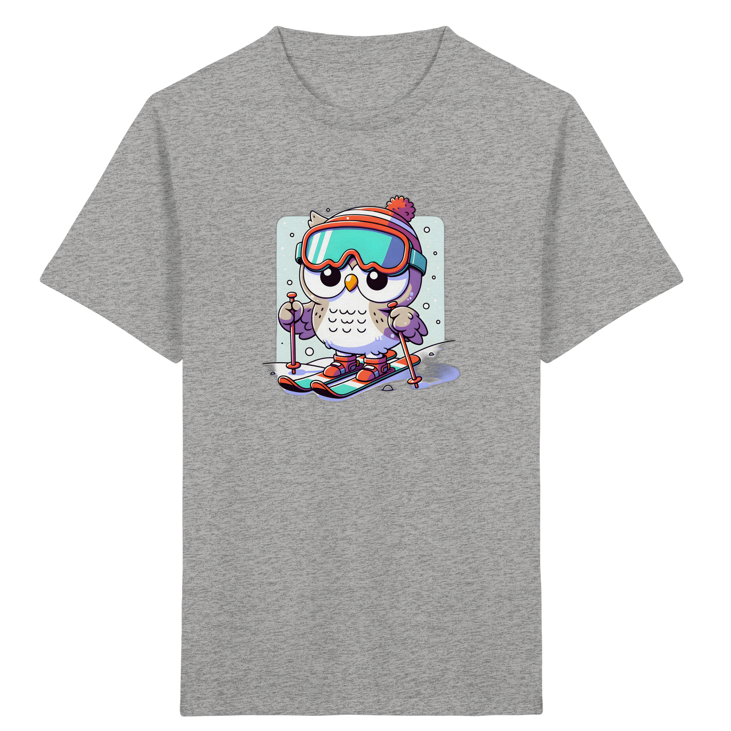 Cartoon Eule auf Skiern T-Shirt