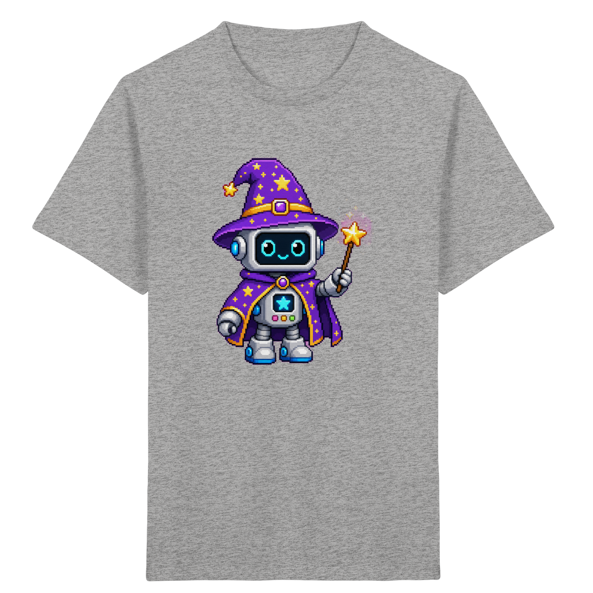 Pixel Roboter Zauberer T-Shirt: Magischer Spaß - Kinder Bio T-Shirt