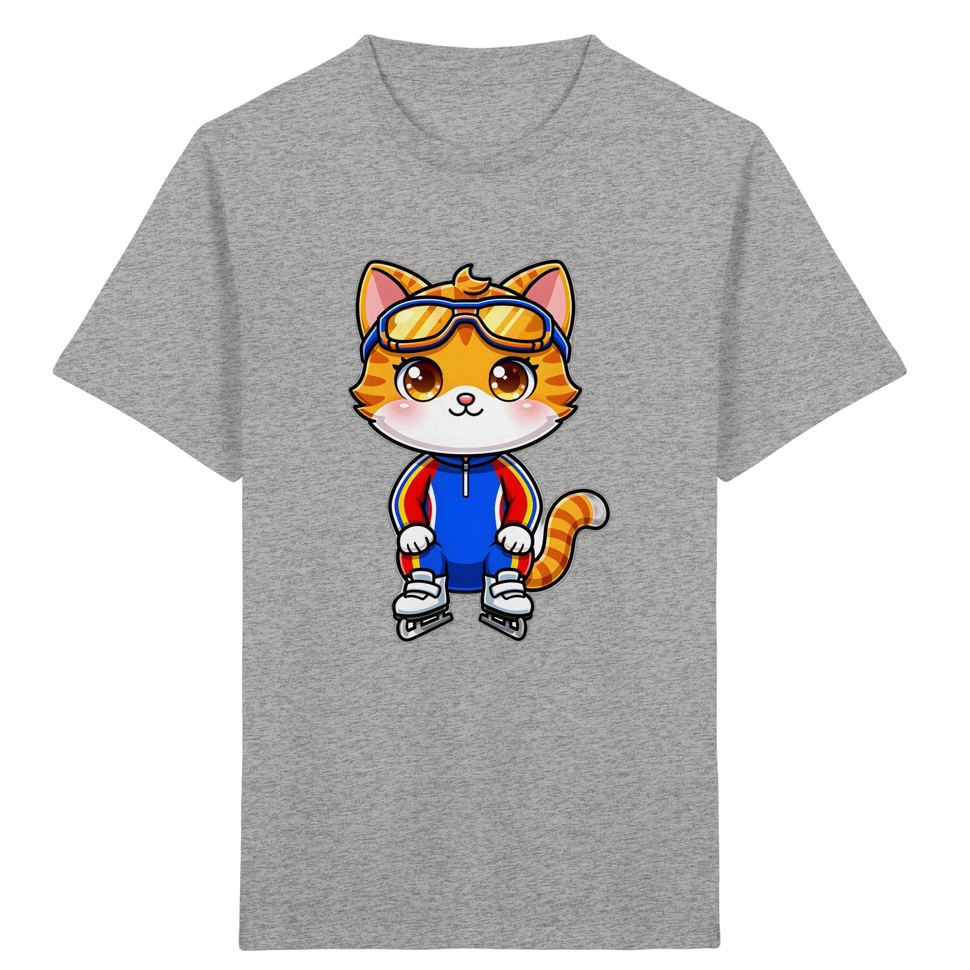 Katze auf Schlittschuhen – Cartoon-Kinder-T-Shirt