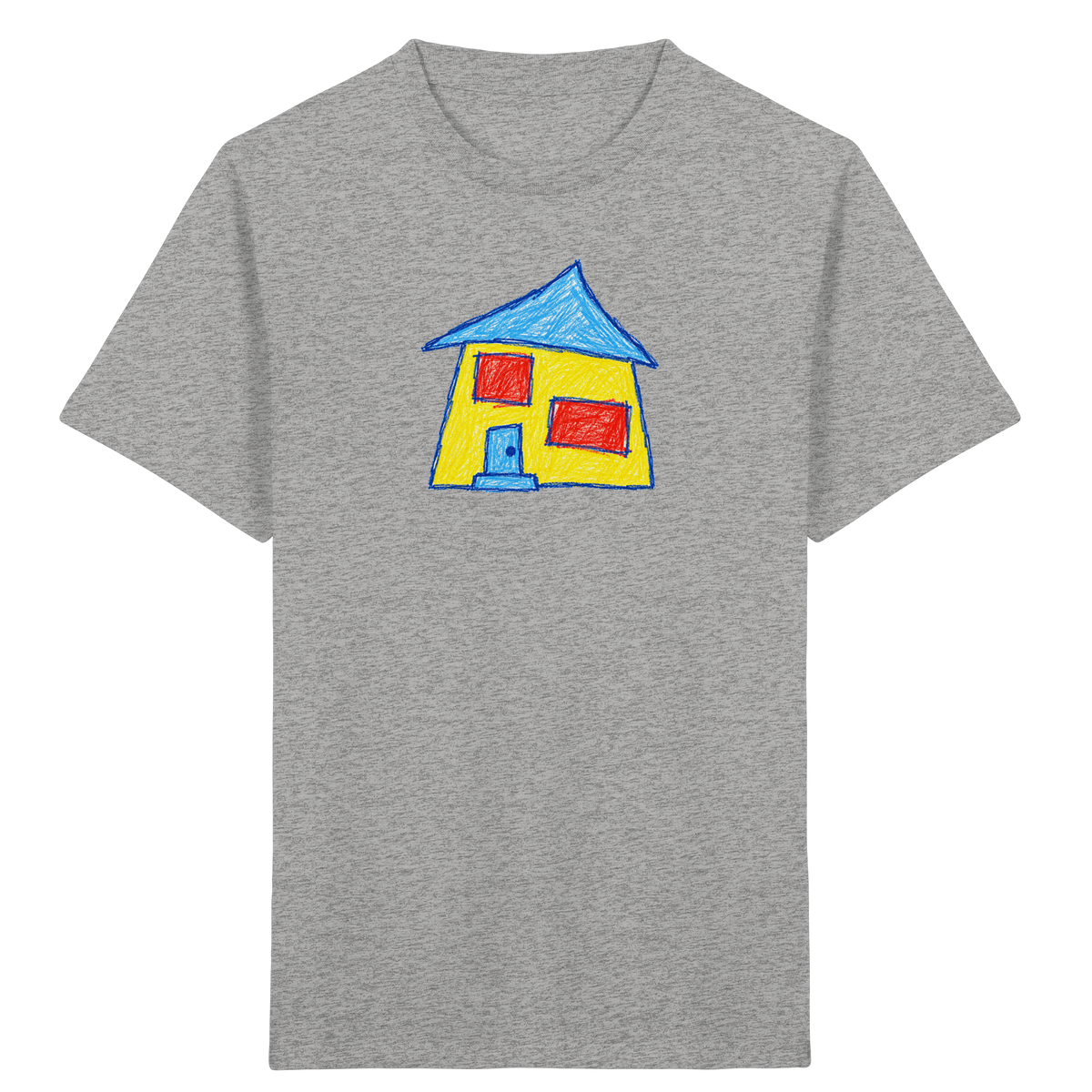 Gelbes Haus mit Doppelfenstern - Kinder Bio T-Shirt