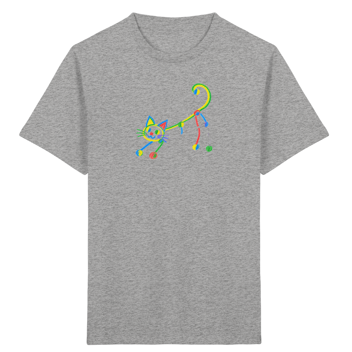 Farbpunkt Katze Kinderzeichnung - Kinder Bio T-Shirt