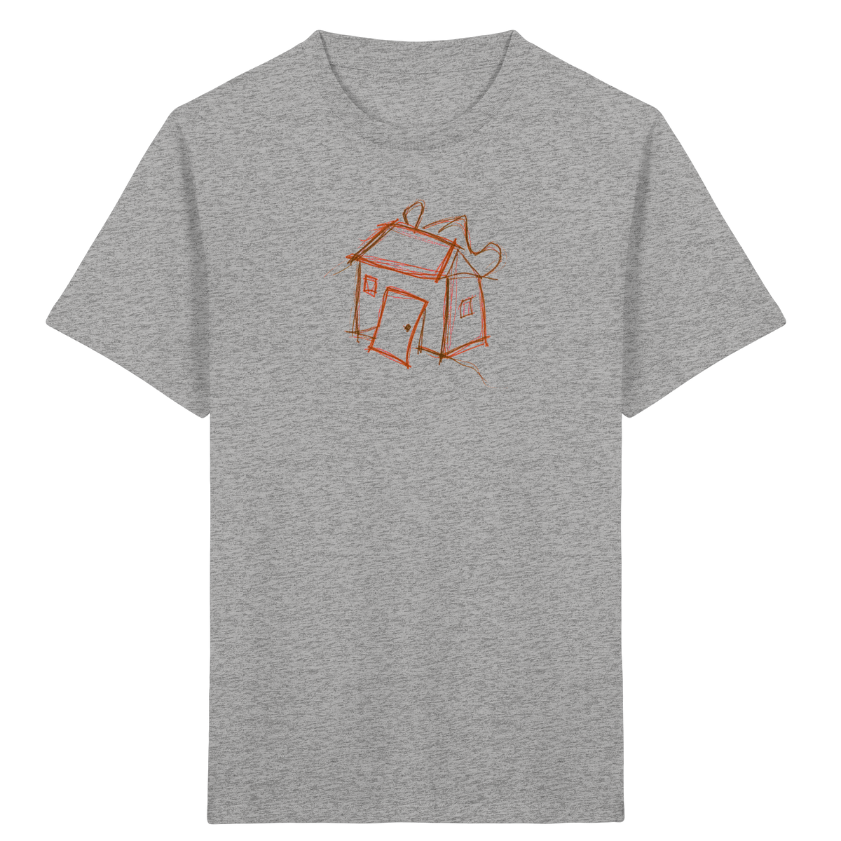 Kakaobraunes Ranzenhaus Motiv - Kinder Bio T-Shirt