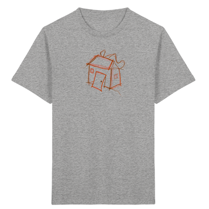 Kakaobraunes Ranzenhaus Motiv - Kinder Bio T-Shirt