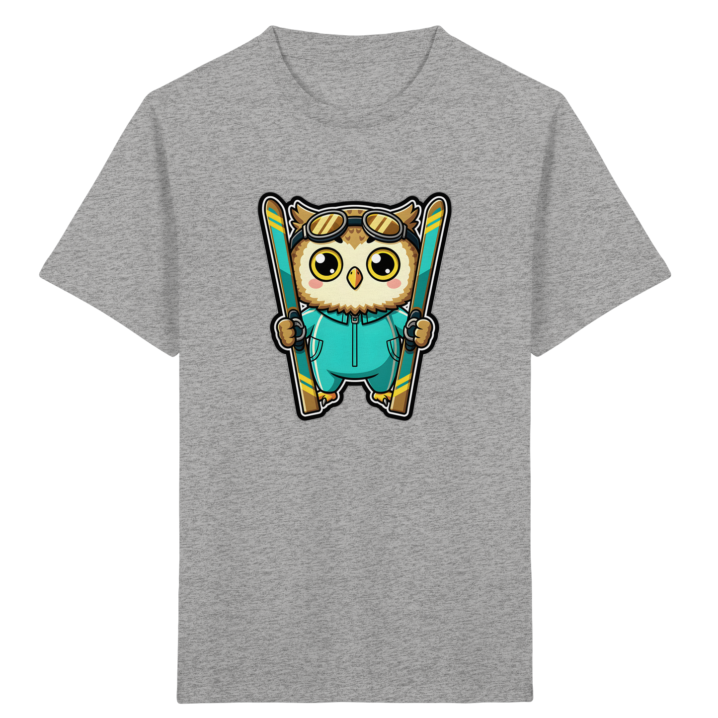 Niedliche Eule auf Skiern T-Shirt - Kinder Bio T-Shirt