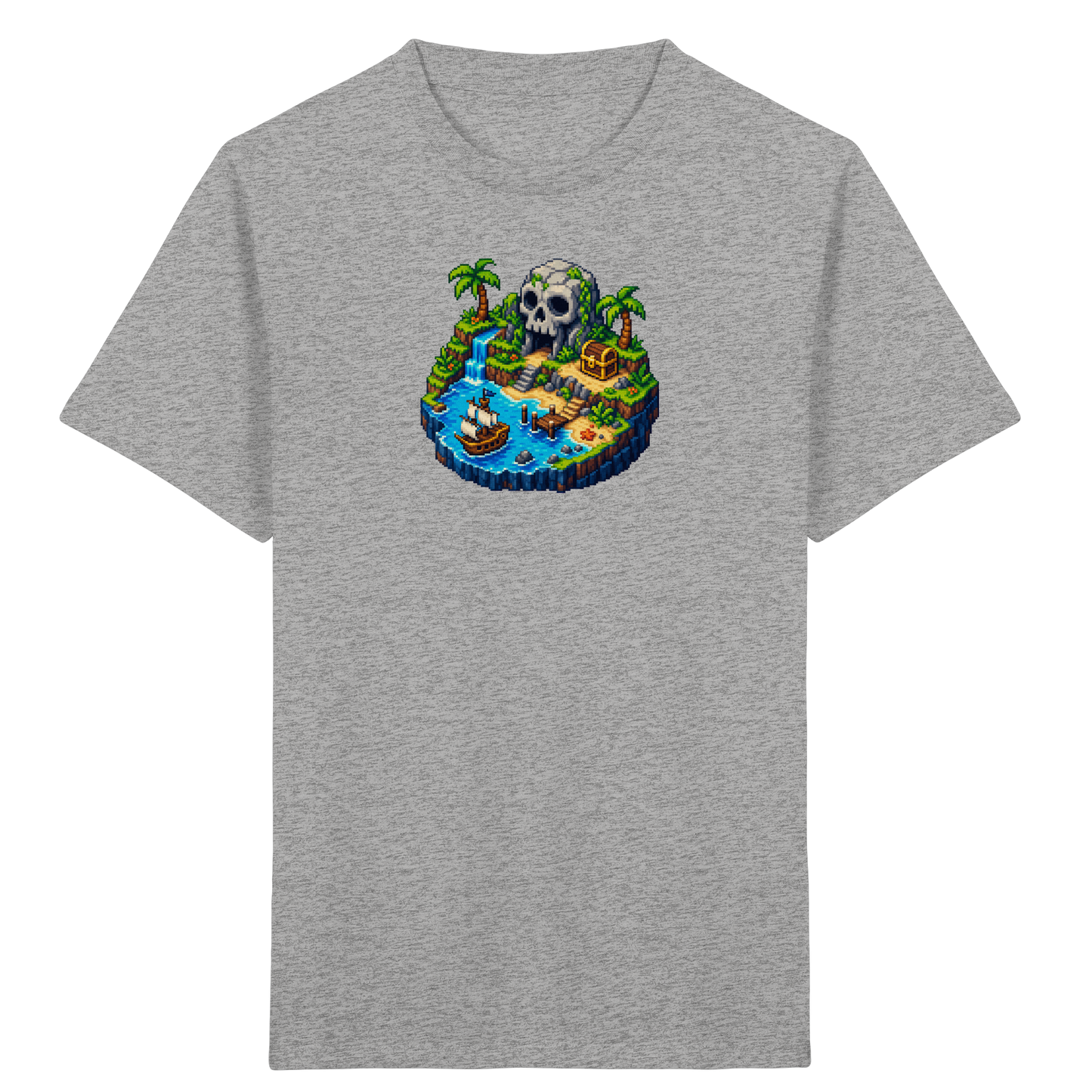 Abenteuerliches Pirateninsel Pixel Art T-Shirt - Kinder Bio T-Shirt