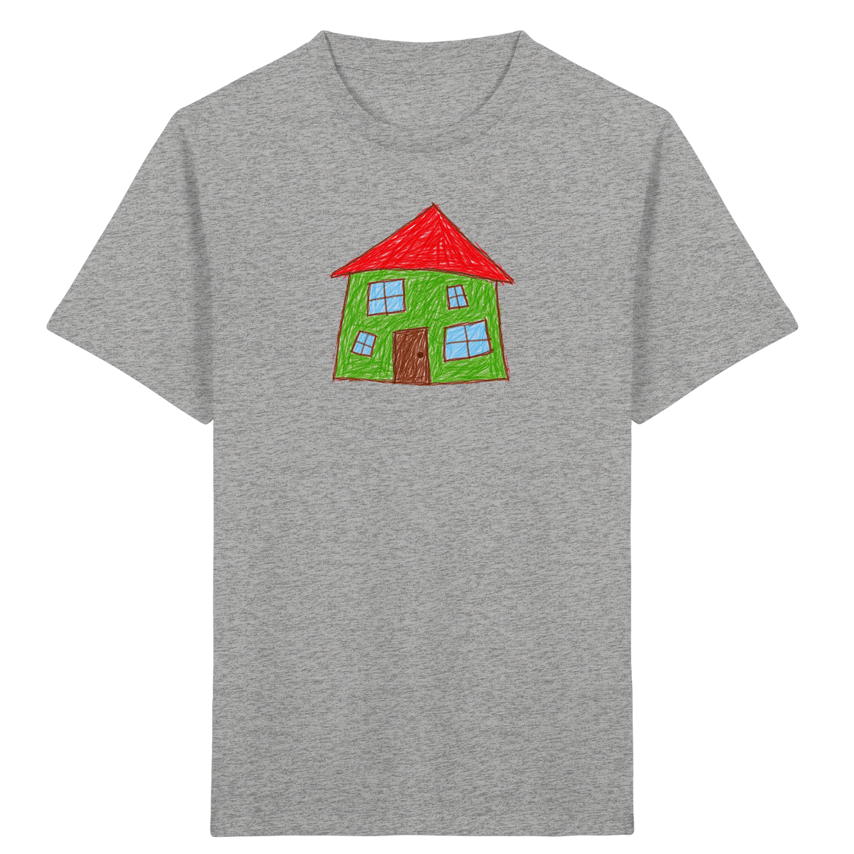 Grünes Haus mit vier Fenstern - Kinder Bio T-Shirt