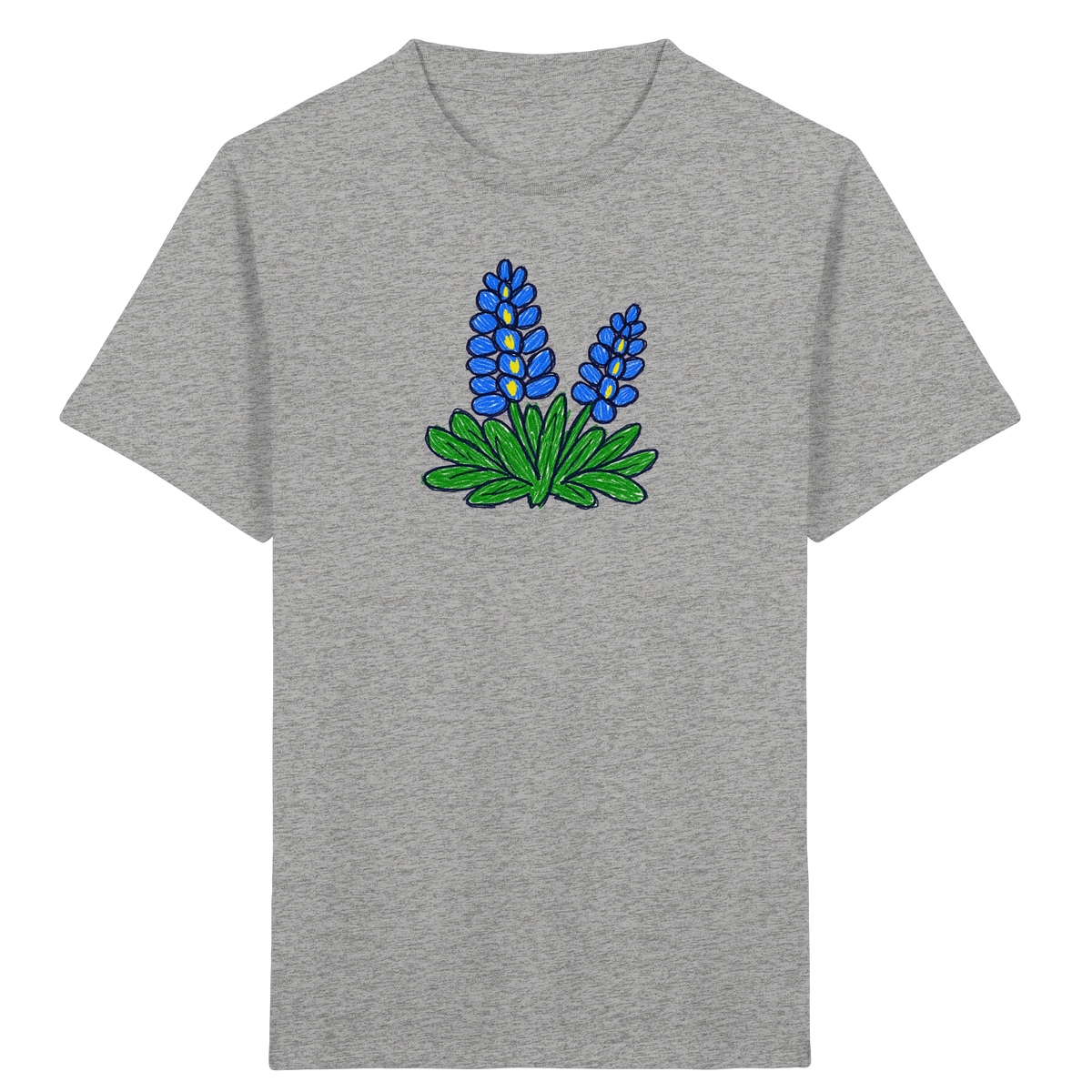 Blaue Kritzel-Lupine für Kinder - Kinder Bio T-Shirt
