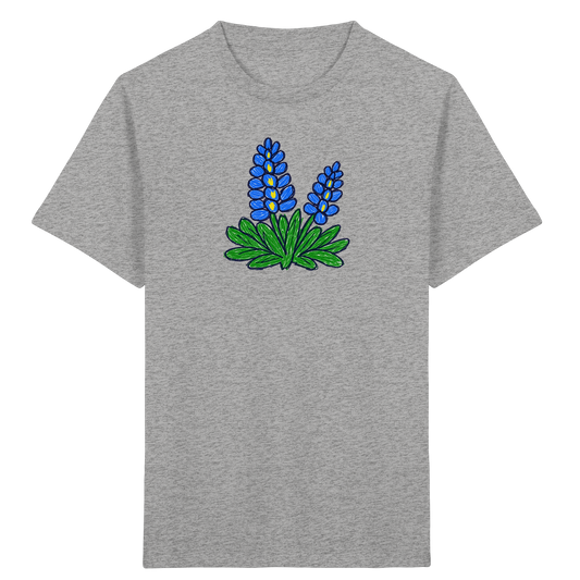 Blaue Kritzel-Lupine für Kinder - Kinder Bio T-Shirt