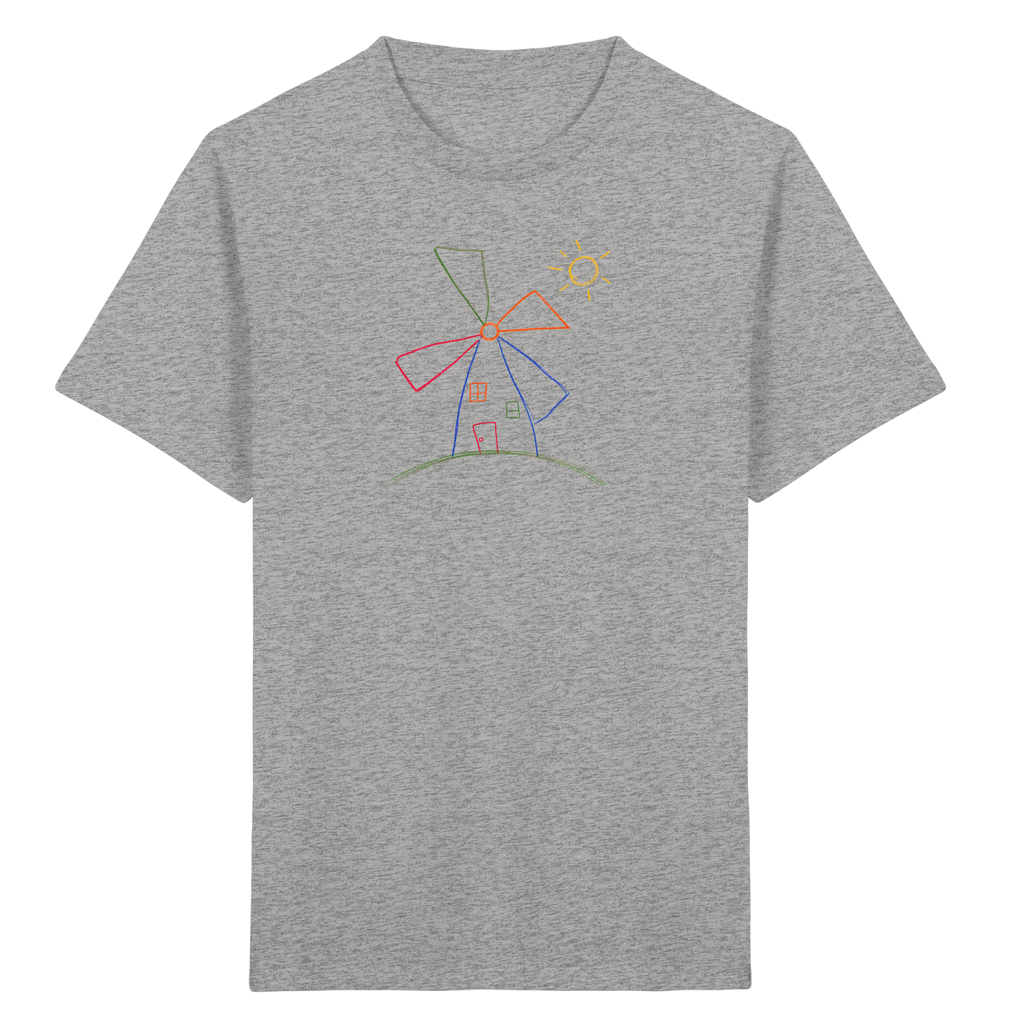 Fröhliches Kinder T-Shirt bunte Windmühle - Kinder Bio T-Shirt
