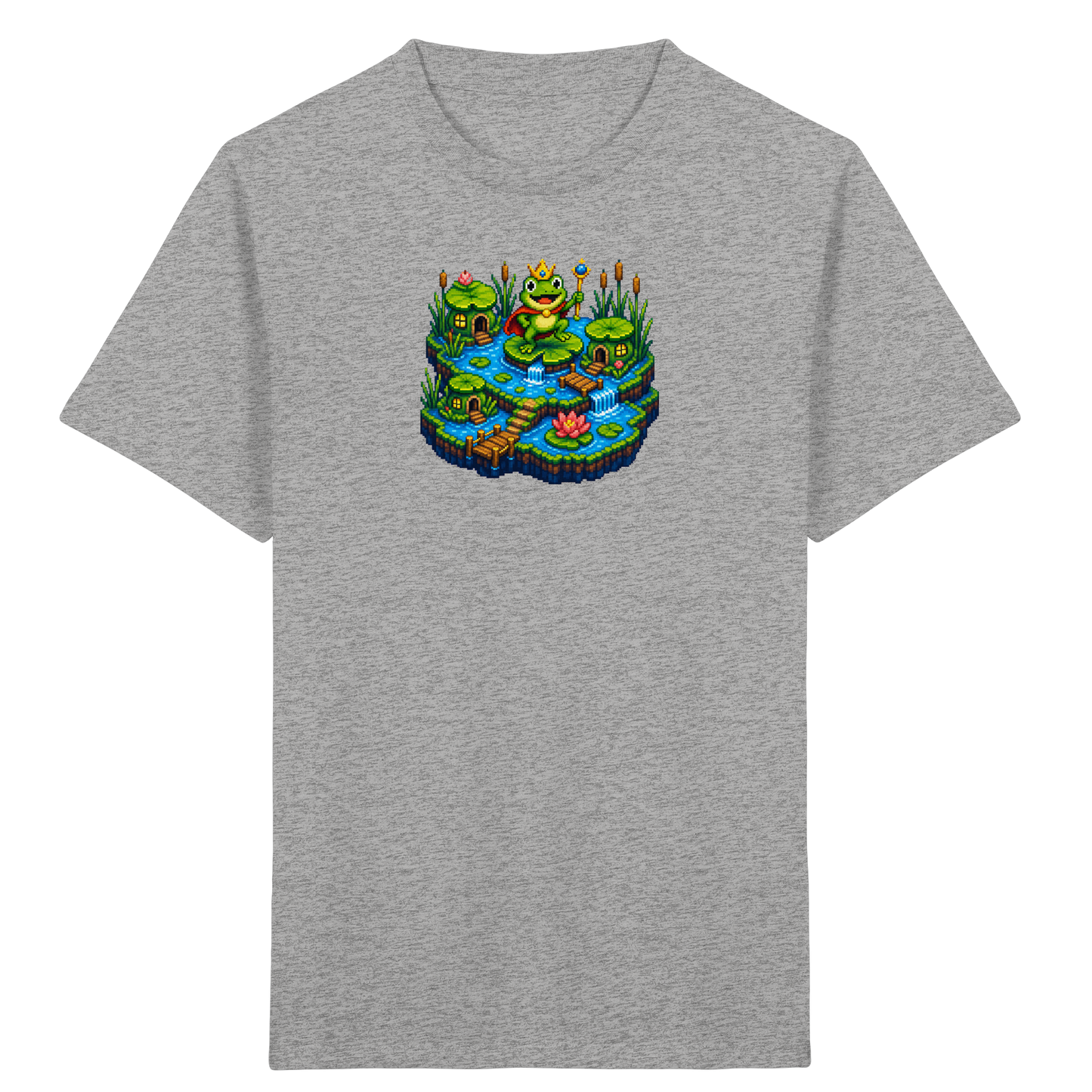 Verspieltes Froschkönig T-Shirt Pixel Art - Kinder Bio T-Shirt