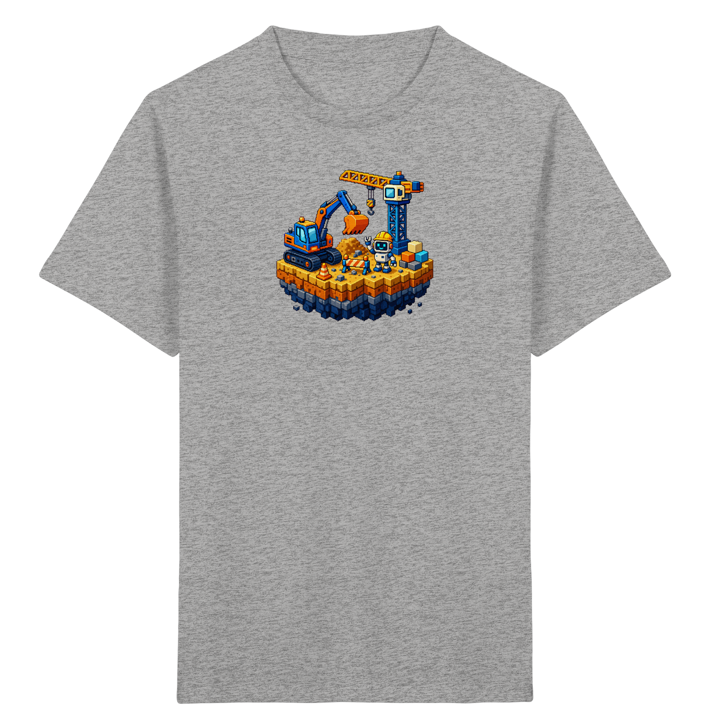 Niedliches Roboter Bagger Pixel T-Shirt - Kinder Bio T-Shirt