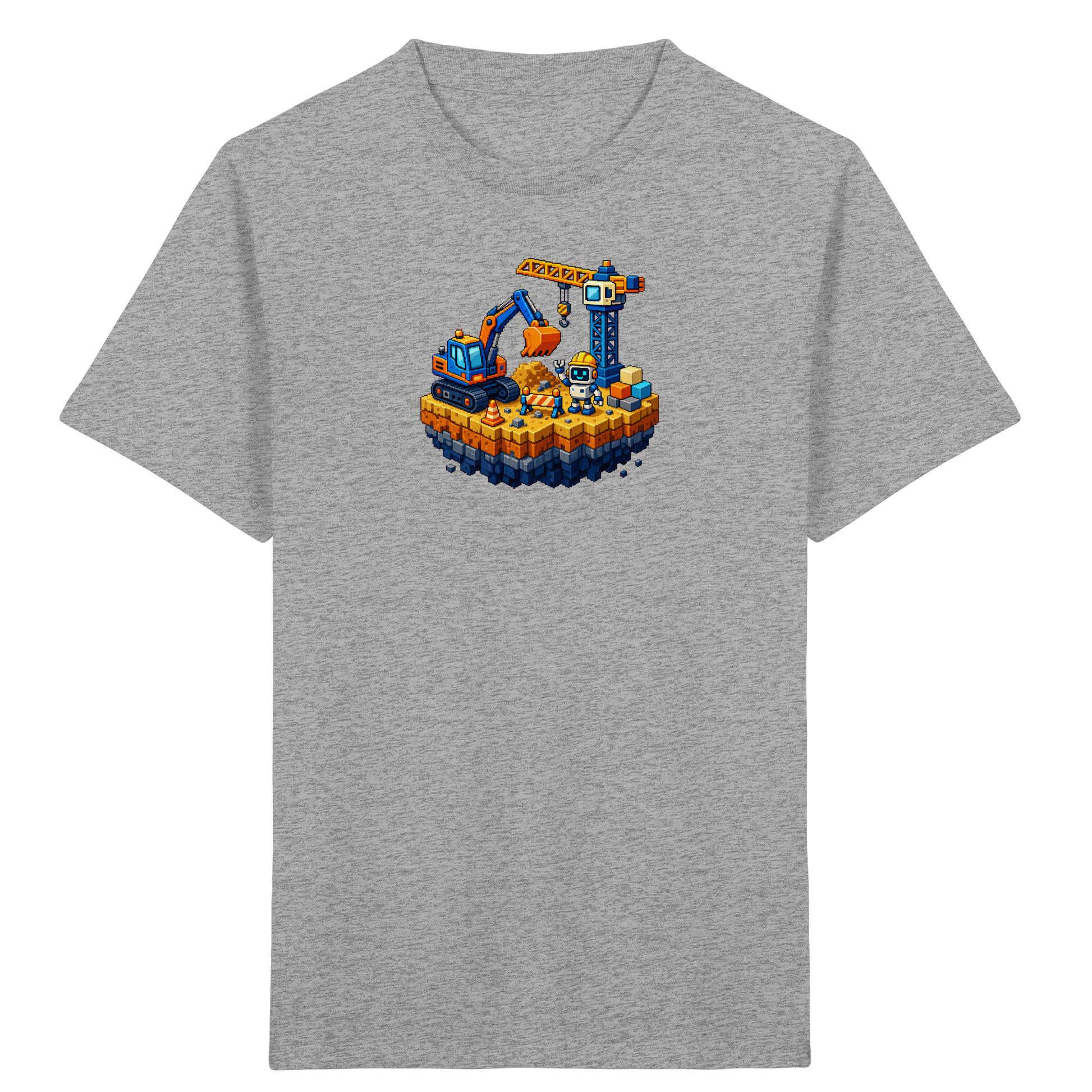 Niedliches Roboter Bagger Pixel T-Shirt - Kinder Bio T-Shirt