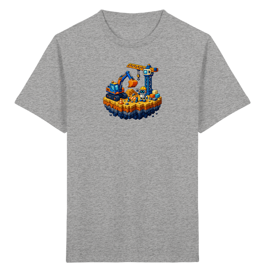 Niedliches Roboter Bagger Pixel T-Shirt - Kinder Bio T-Shirt