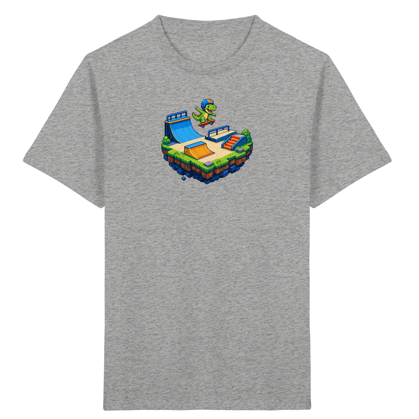 Cooles Skater Dinosaurier Pixel Shirt - Kinder Bio T-Shirt