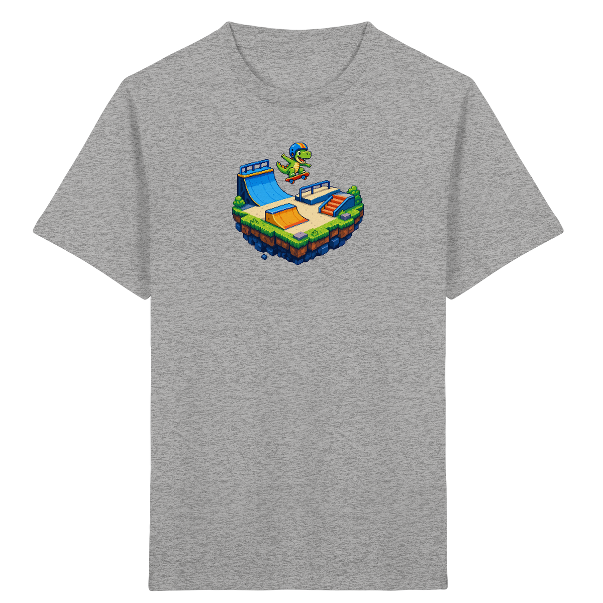 Cooles Skater Dinosaurier Pixel Shirt - Kinder Bio T-Shirt