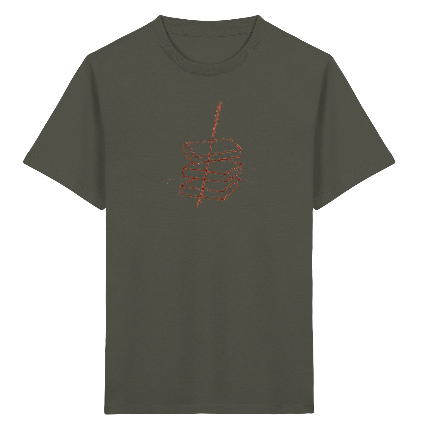 Schiefe Bücherburg mit Bleistift - Kinder Bio T-Shirt