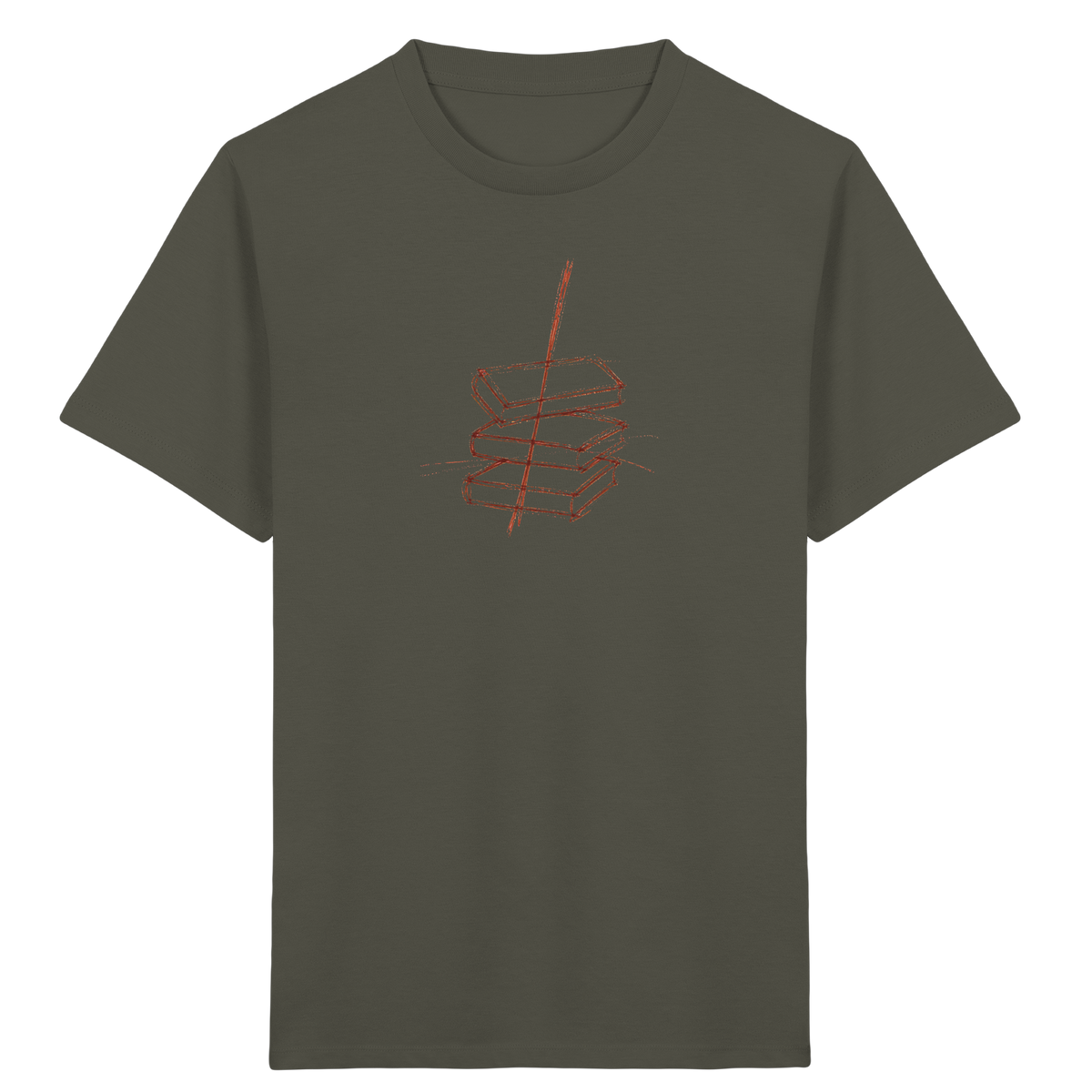 Schiefe Bücherburg mit Bleistift - Kinder Bio T-Shirt