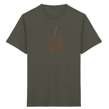 Schiefe Bücherburg mit Bleistift - Kinder Bio T-Shirt