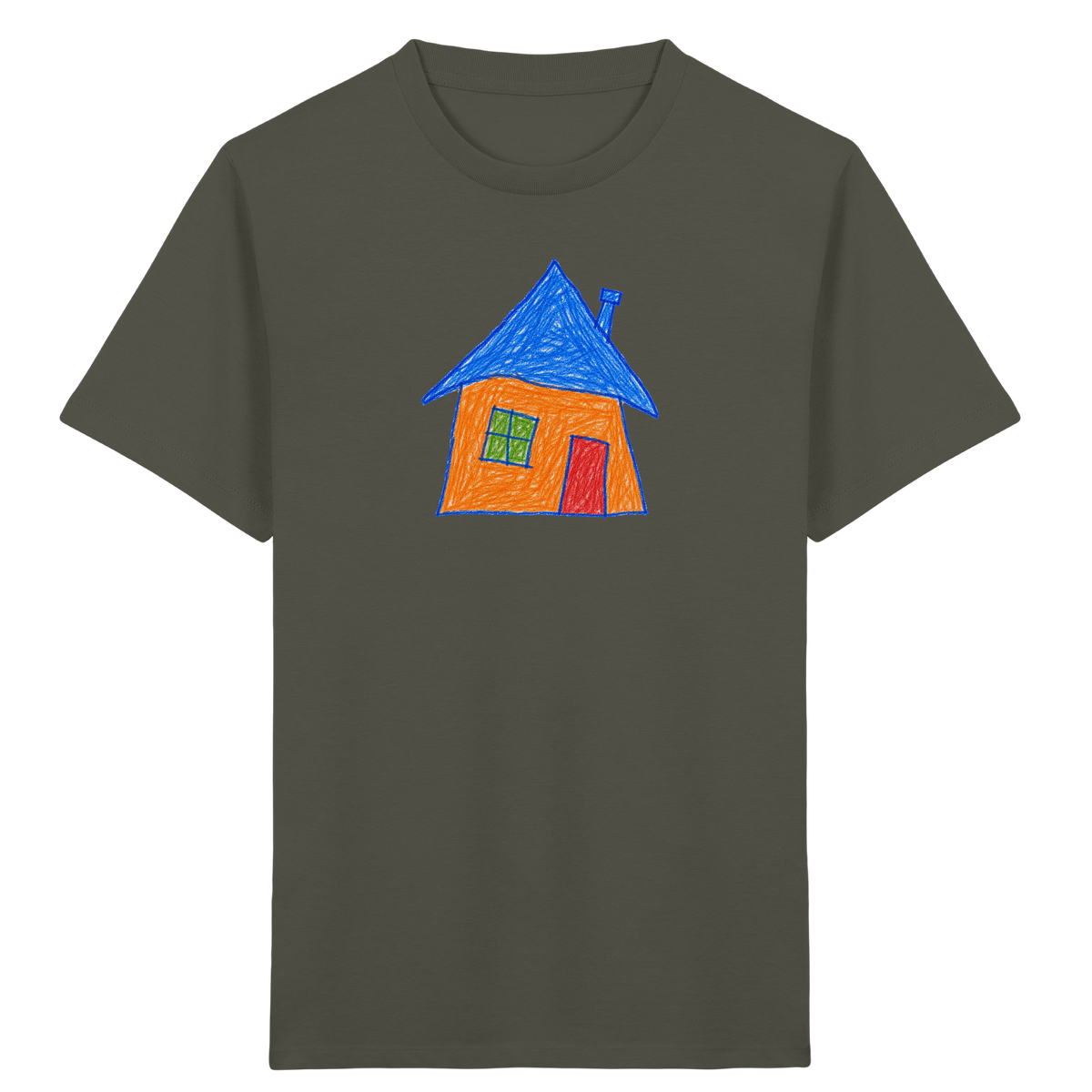 Oranges Haus mit Schornstein - Kinder Bio T-Shirt