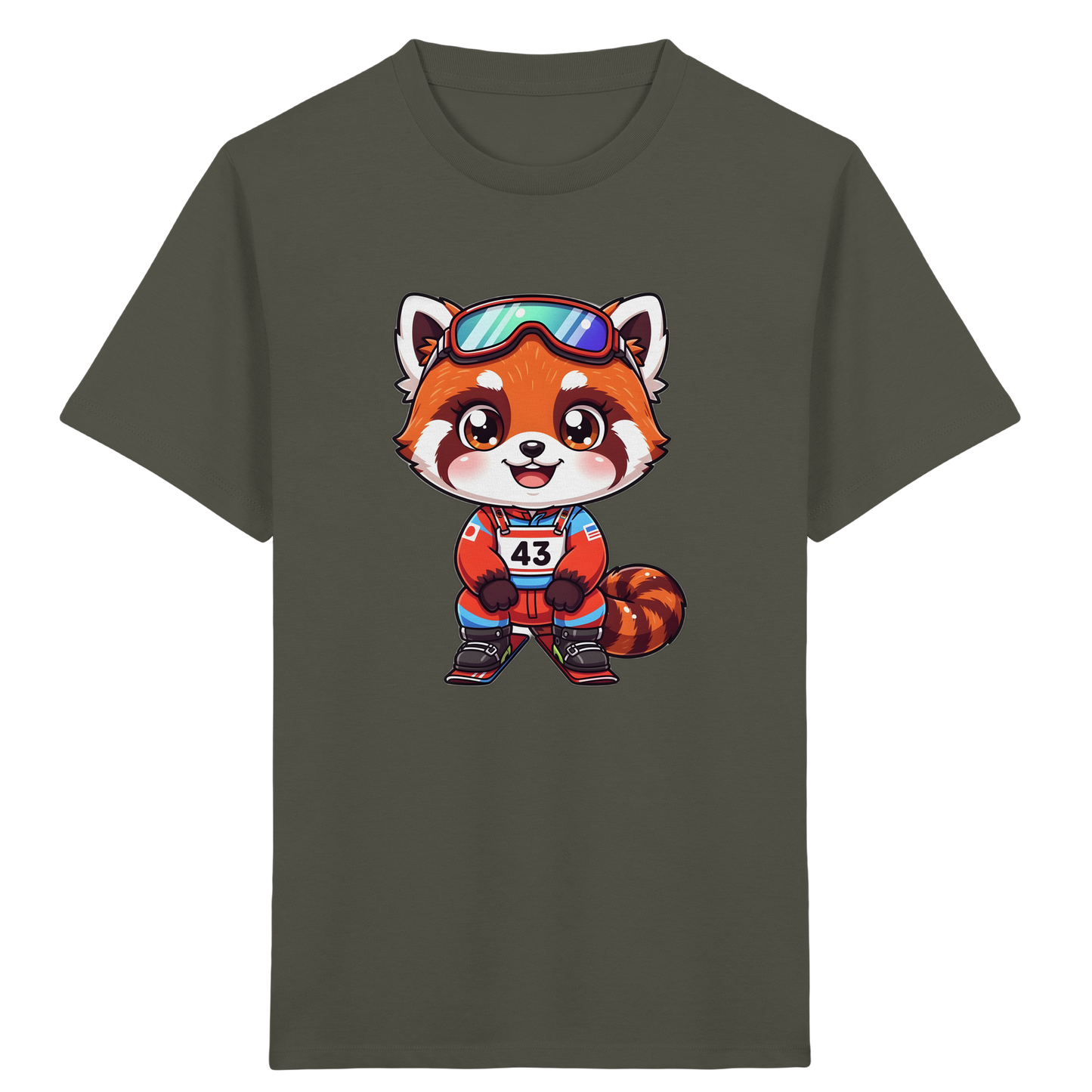 Roter Panda Ski Abenteuer Kinder T-Shirt