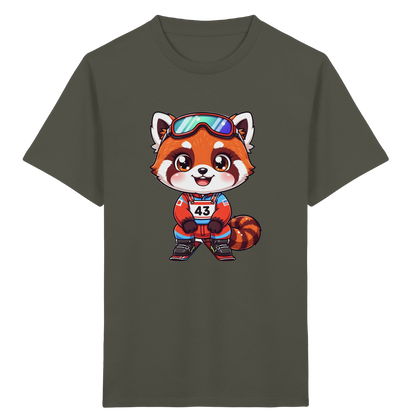 Roter Panda auf Skiern – Kinder Bio-T-Shirt