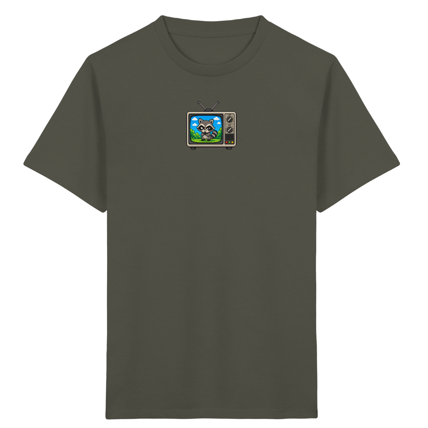 Pixel Waschbär im Retro-Fernseher Kinder-Shirt - Kinder Bio T-Shirt