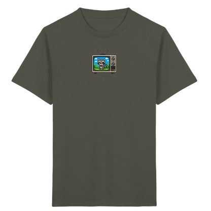 Pixel Waschbär im Retro-Fernseher Kinder-Shirt - Kinder Bio T-Shirt