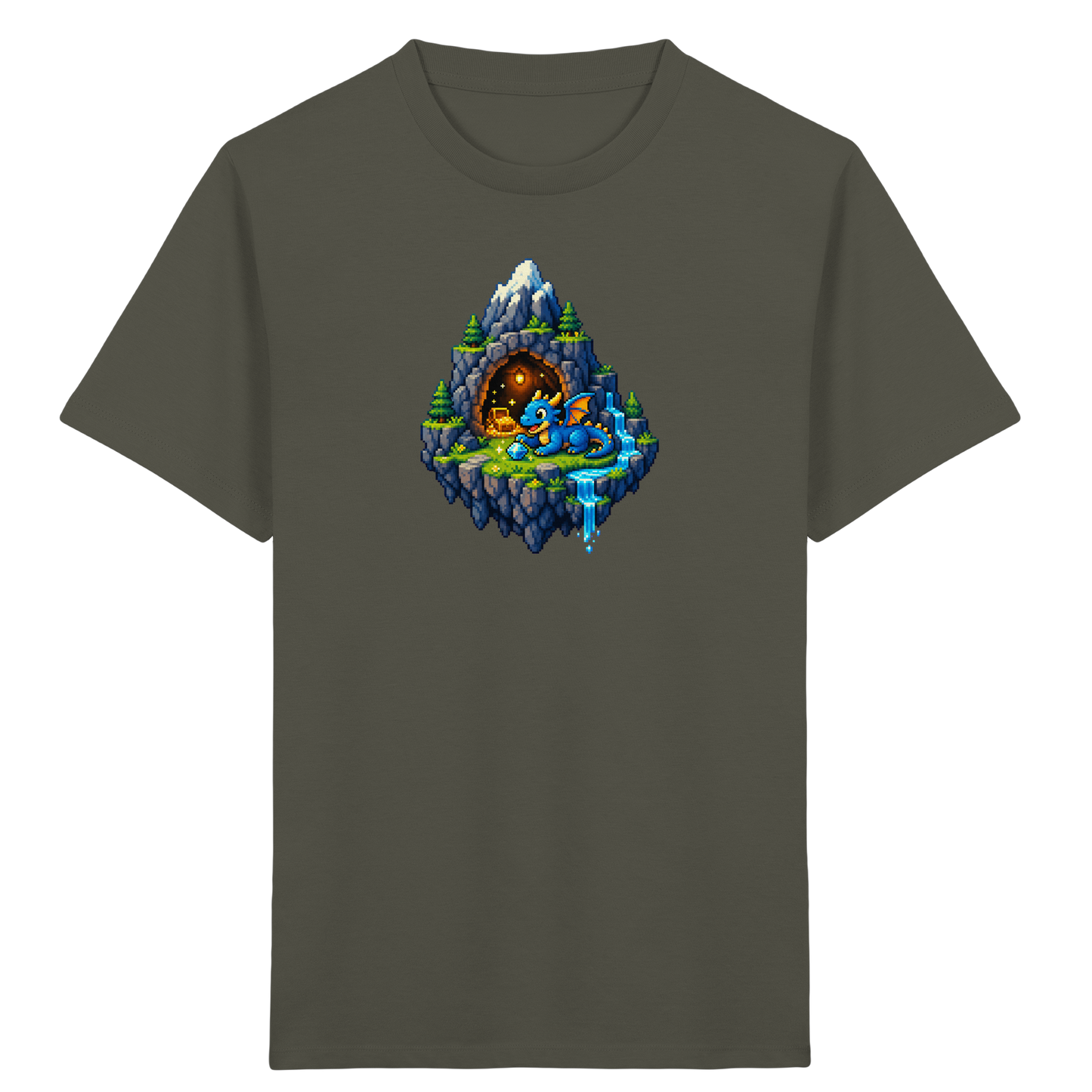 Magischer Pixel Drache Schatz Insel - Kinder Bio T-Shirt
