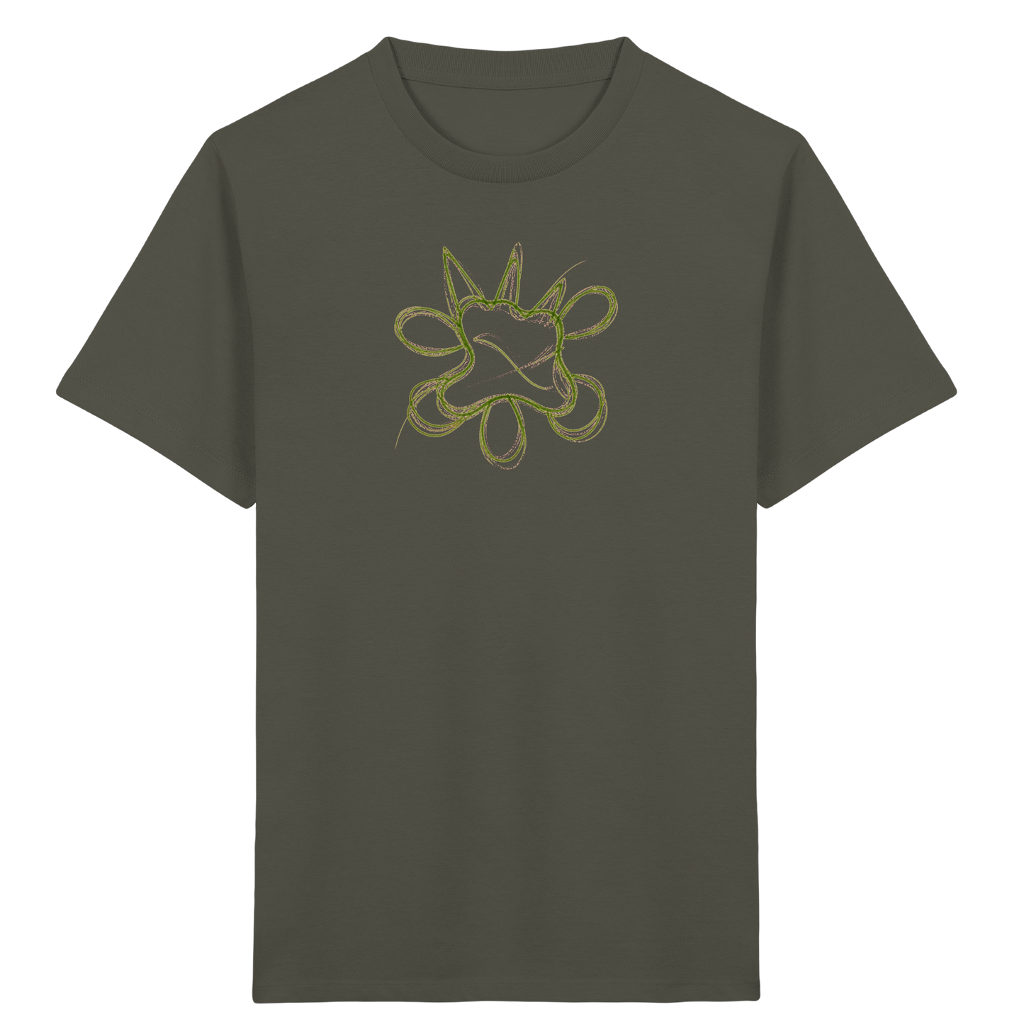 Grasgrünes Linienmonster für Kinder - Kinder Bio T-Shirt