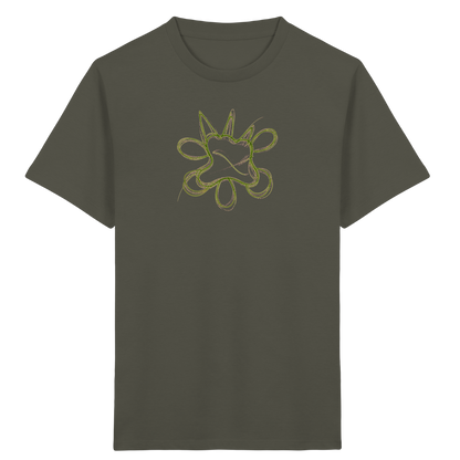 Grasgrünes Linienmonster für Kinder - Kinder Bio T-Shirt